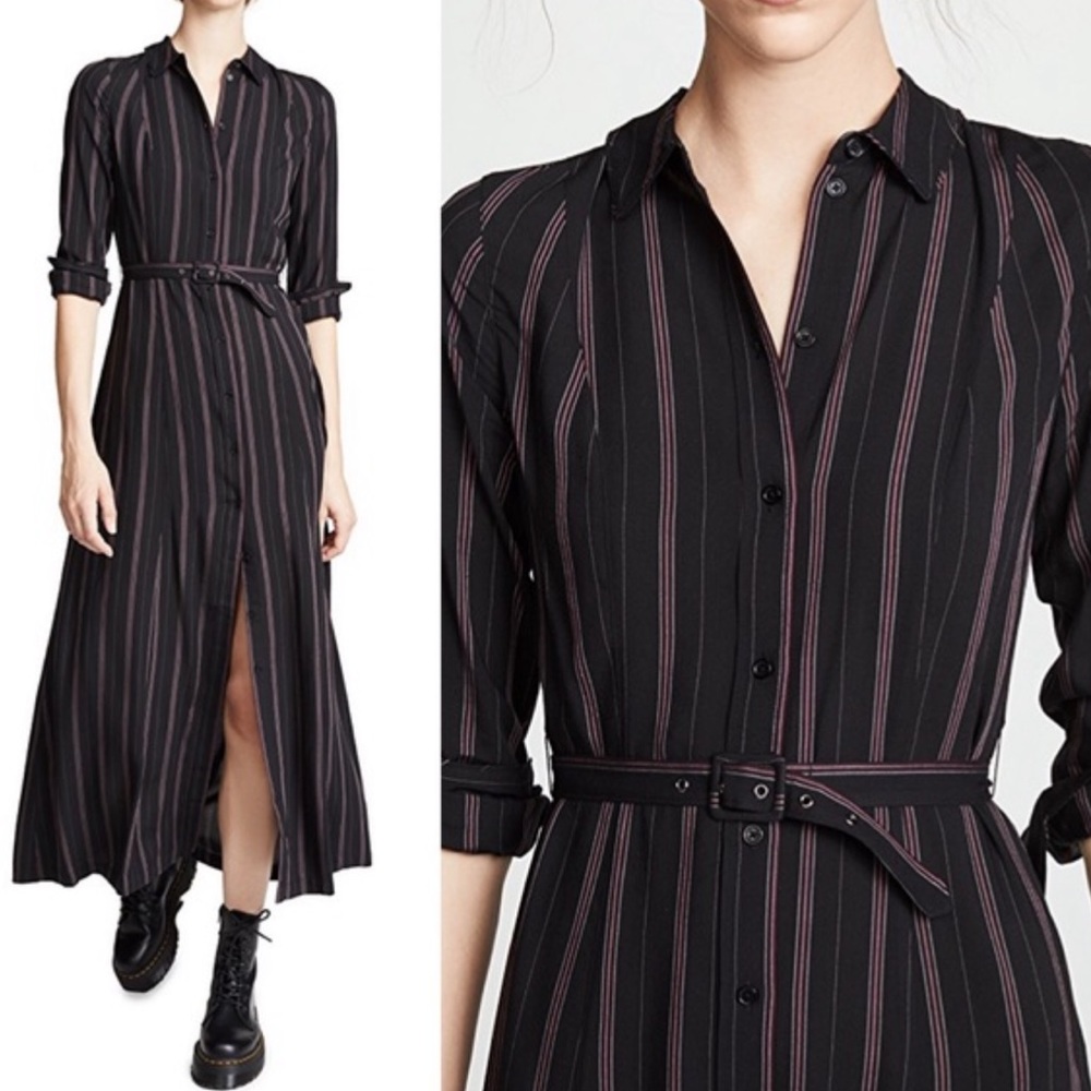 Paige Black Stripe Nayven Maxi Shirt Dress NWT - Picture 5 of 11